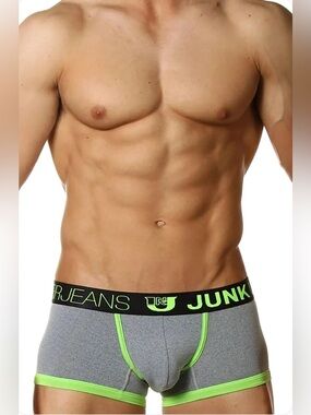 Junk Under jeans Men’s Gray Neon Green Soul Trunk Underwear Size Small